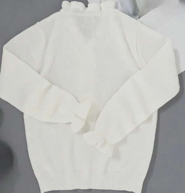 V-neck Ruffled Knitted Sweater - Image 3