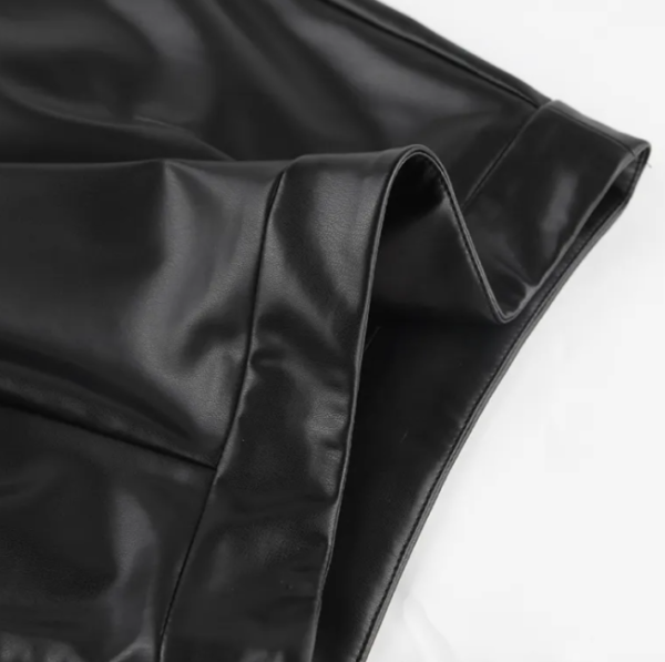 Slit Leather Mid Length High Waist Skirt - Image 4